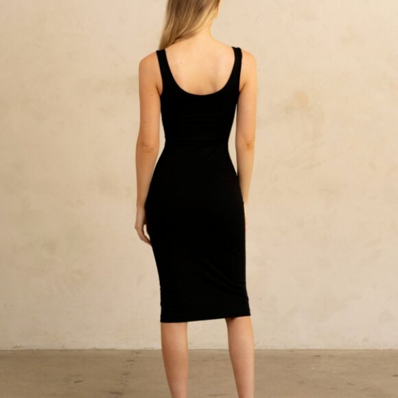 *Sheer Brand Sculpting Black Sleeveless Tank Midi Black Dress - Small - Picture 6 of 15